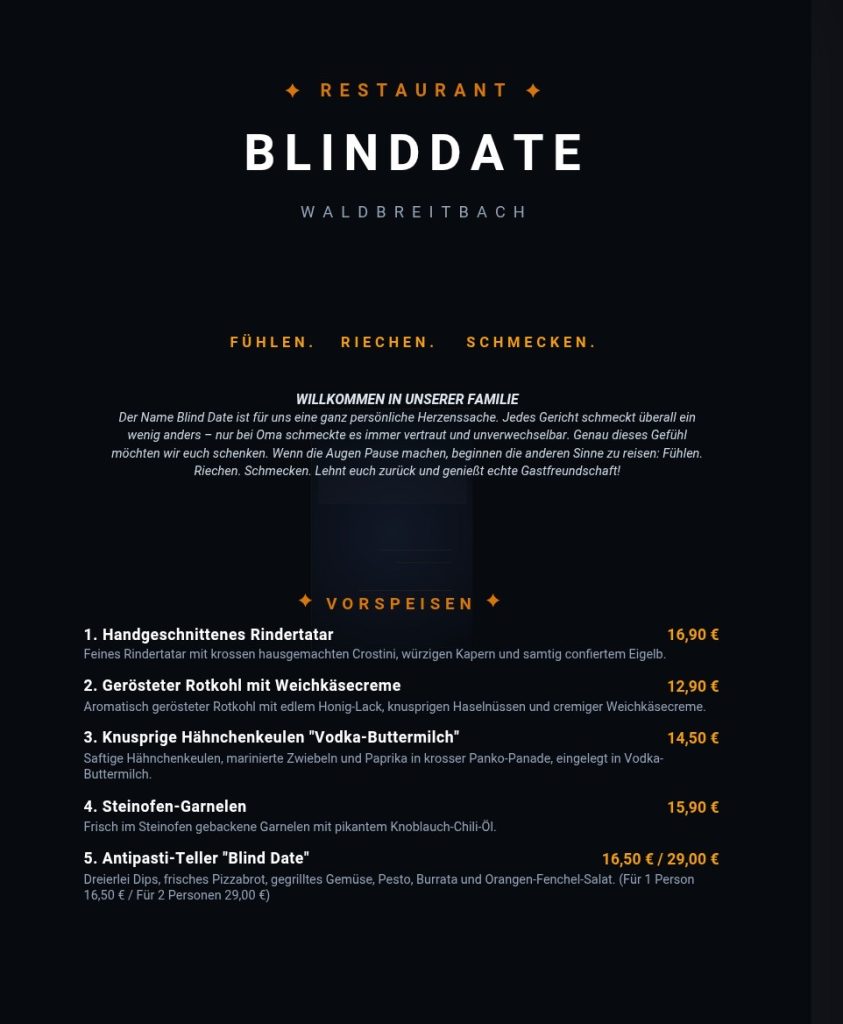 Blind Date Bistro Waldbreitbach Vorspeisen